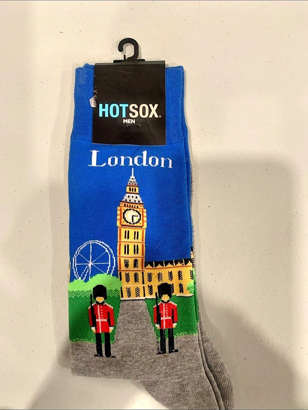 Hot Sox London Socks Blue & Gray Men's 10-13 NWT